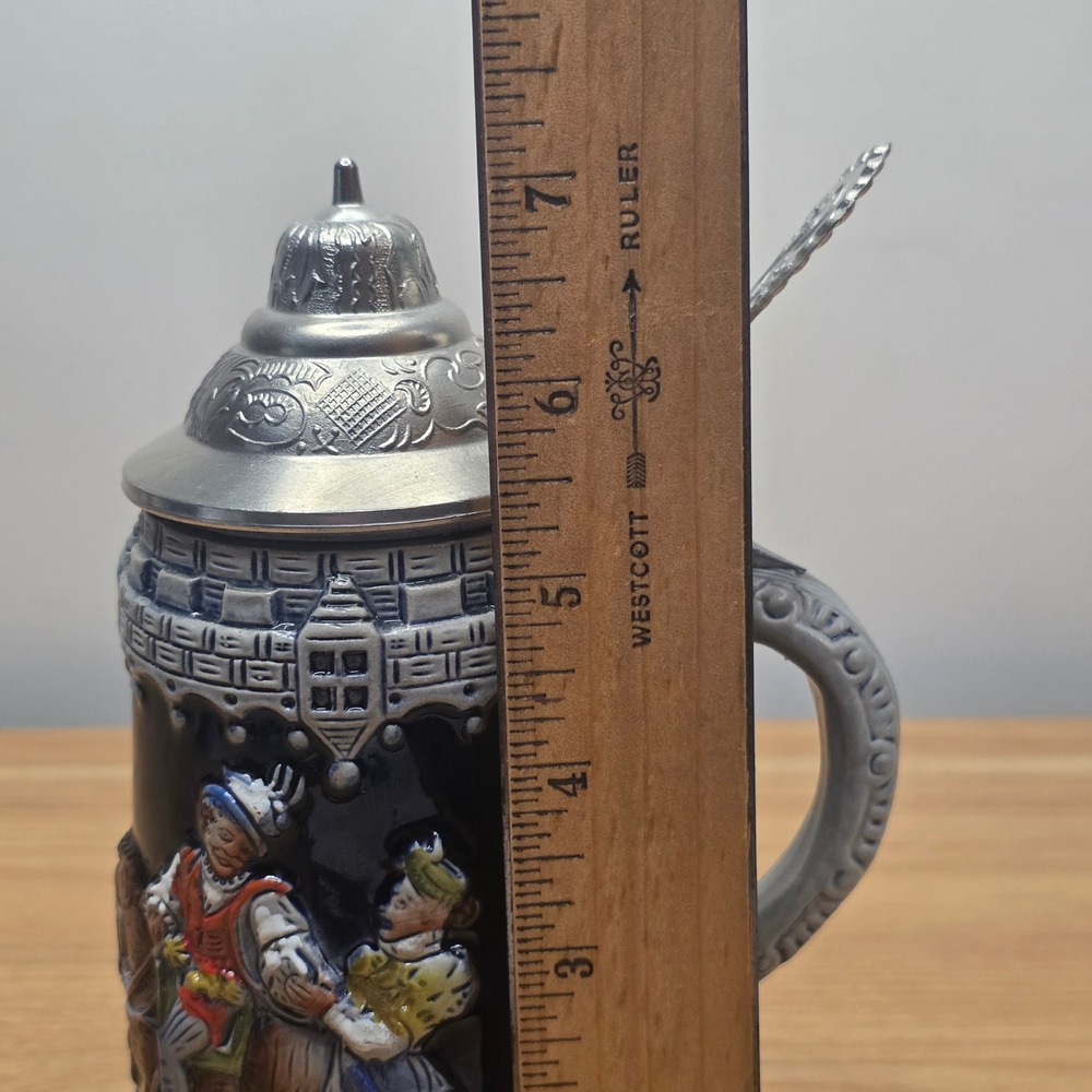 Vintage 60's King West Germany Lidded Beer Stein Hand Painted Ceramic Pewter Lid - Picture 14 of 15